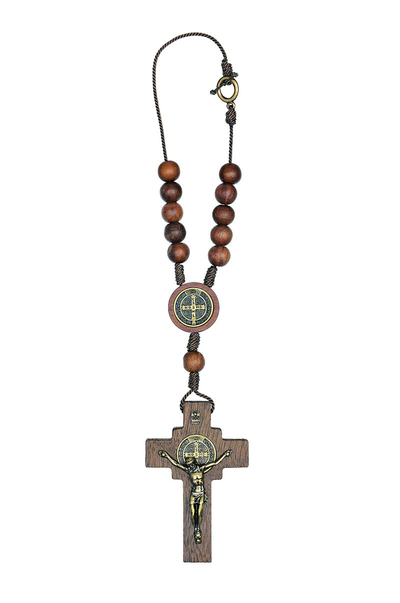 Intercession Car Rearview Mirror Rosary (St Benedict) - Image 1